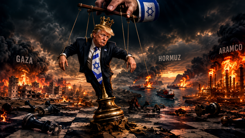 Illustration: the Marionette King above a burning chessboard.