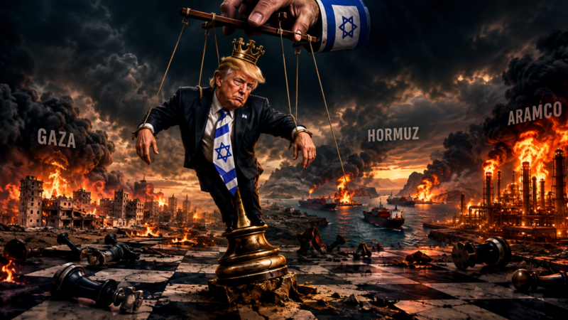 Illustration: the Marionette King above a burning chessboard.
