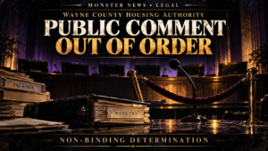 Monster News Legal: Wayne County Housing Authority PAC review 87549. Non-binding determination: public-comment order violated OMA