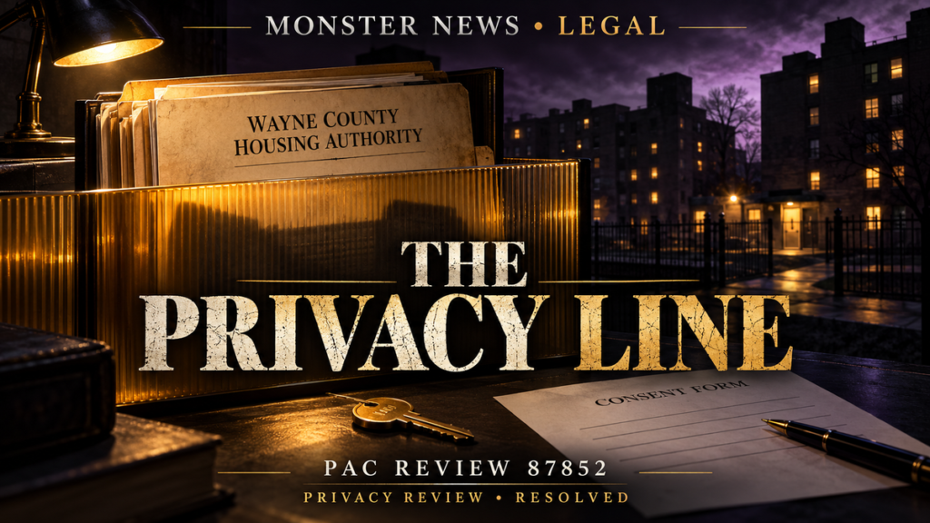 Monster News Legal: Wayne County Housing Authority PAC review 87852. Informal resolution: resident-privacy principles discussed; matter resolved