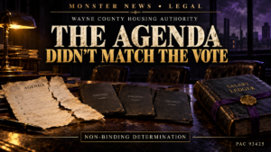 Monster News Legal: Wayne County Housing Authority PAC review 93425. Non-binding determination: violations found; corrective votes accepted