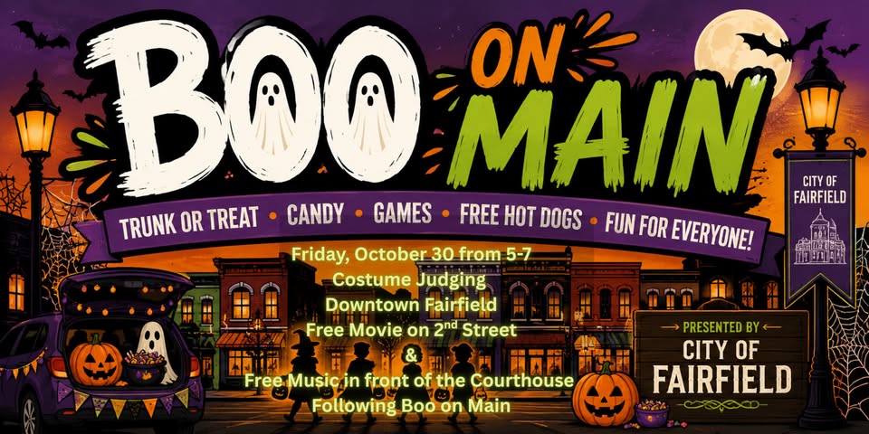 Boo on Main brings Halloween to downtown Fairfield: event poster